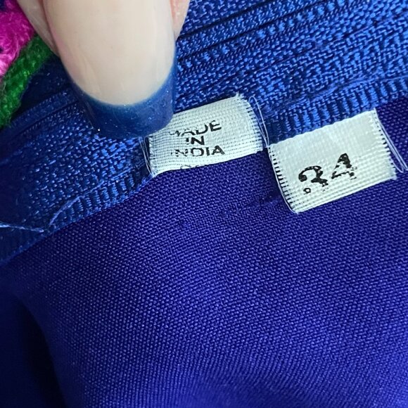 Handmade Embroidered Royal Blue Sleeveless Tunic Dress With Floral Design & Silv - Picture 5 of 5